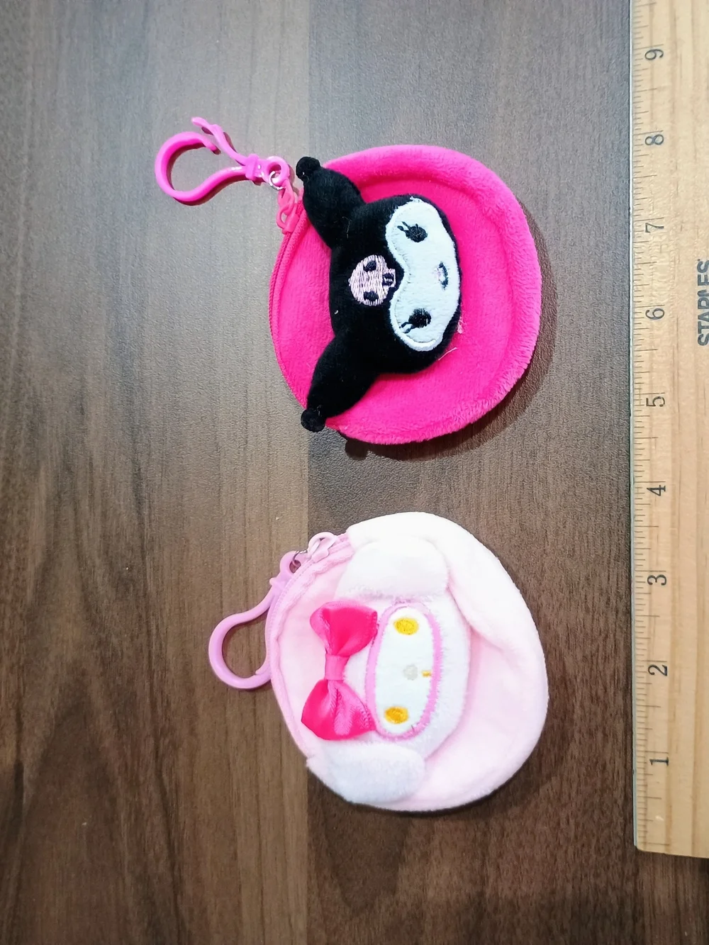 Plush Character Coin Pouches — Pink & Light Pink